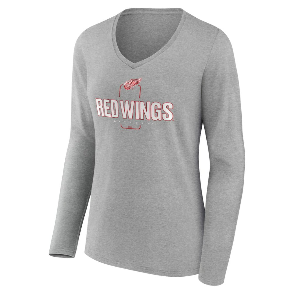 Detroit Red Wings Women's Personalized Name & Number Midfielder Long Sleeve V-Neck T-Shirt - Gray | NHL discount