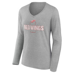 Detroit Red Wings Women's Personalized Name & Number Midfielder Long Sleeve V-Neck T-Shirt - Gray | NHL discount