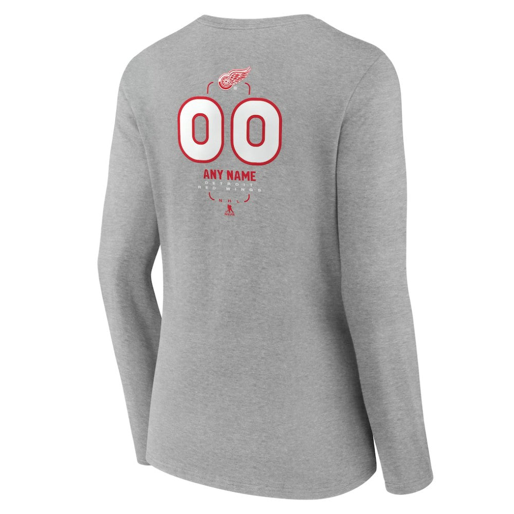 Detroit Red Wings Women's Personalized Name & Number Midfielder Long Sleeve V-Neck T-Shirt - Gray | NHL discount