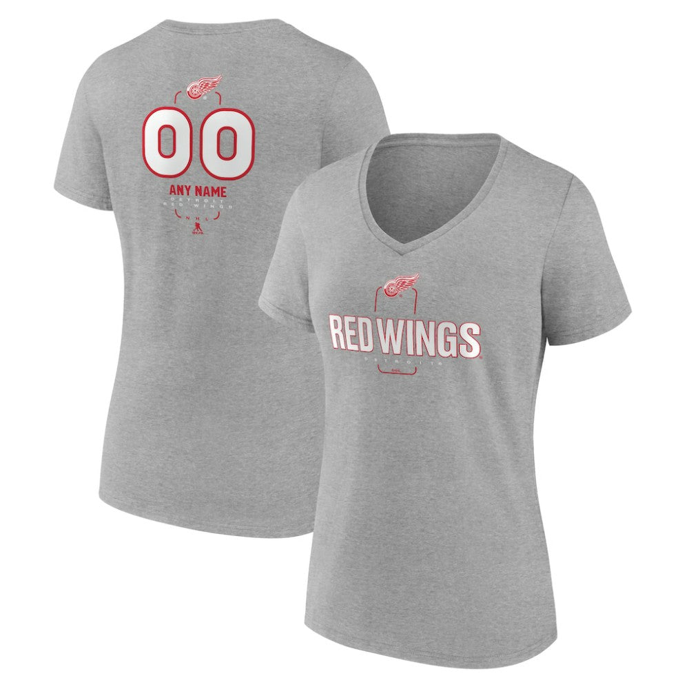 Detroit Red Wings Women's Personalized Name & Number Midfielder V-Neck T-Shirt - Gray | NHL sale