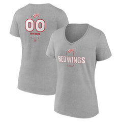 Detroit Red Wings Women's Personalized Name & Number Midfielder V-Neck T-Shirt - Gray | NHL sale