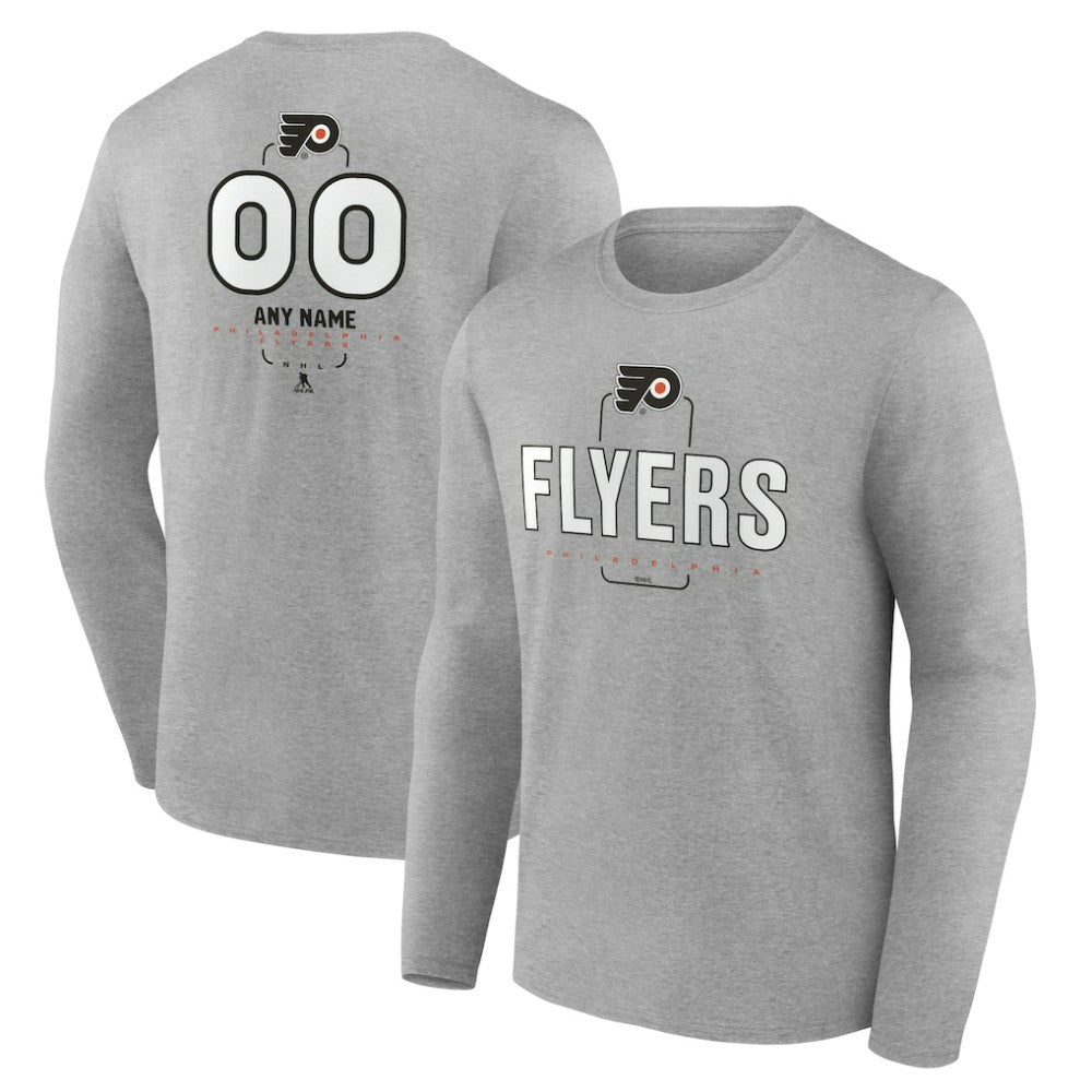 Philadelphia Flyers Personalized Name & Number Midfielder Long Sleeve T-Shirt - Gray | NHL discount