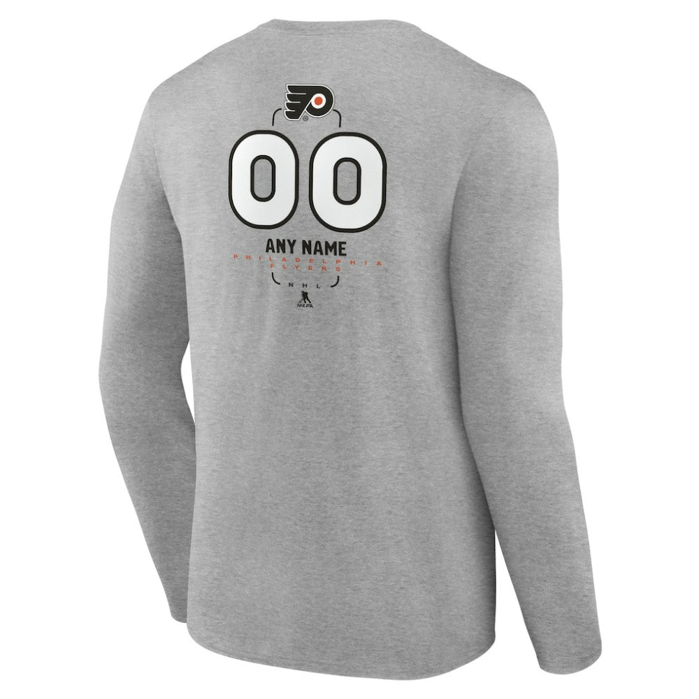 Philadelphia Flyers Personalized Name & Number Midfielder Long Sleeve T-Shirt - Gray | NHL discount