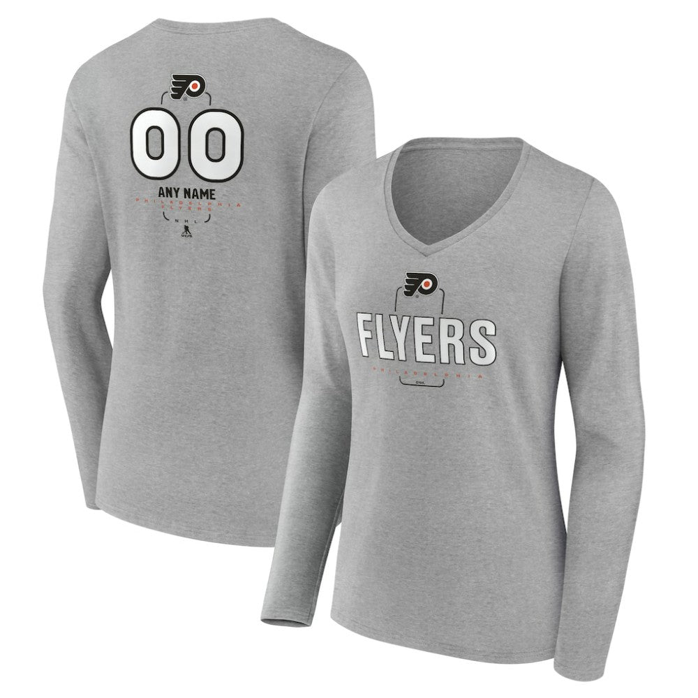 Philadelphia Flyers Women's Personalized Name & Number Midfielder Long Sleeve V-Neck T-Shirt - Gray | NHL sale