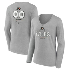 Philadelphia Flyers Women's Personalized Name & Number Midfielder Long Sleeve V-Neck T-Shirt - Gray | NHL sale