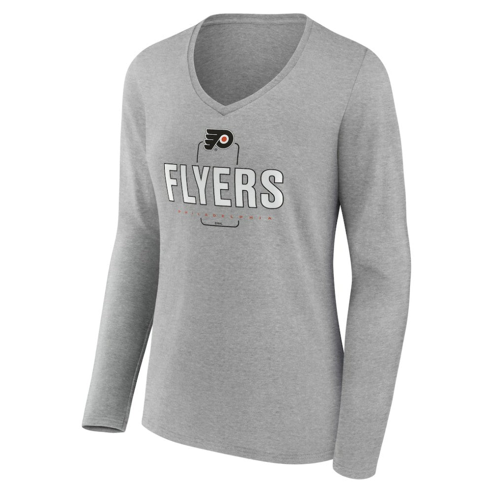 Philadelphia Flyers Women's Personalized Name & Number Midfielder Long Sleeve V-Neck T-Shirt - Gray | NHL sale