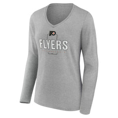 Philadelphia Flyers Women's Personalized Name & Number Midfielder Long Sleeve V-Neck T-Shirt - Gray | NHL sale
