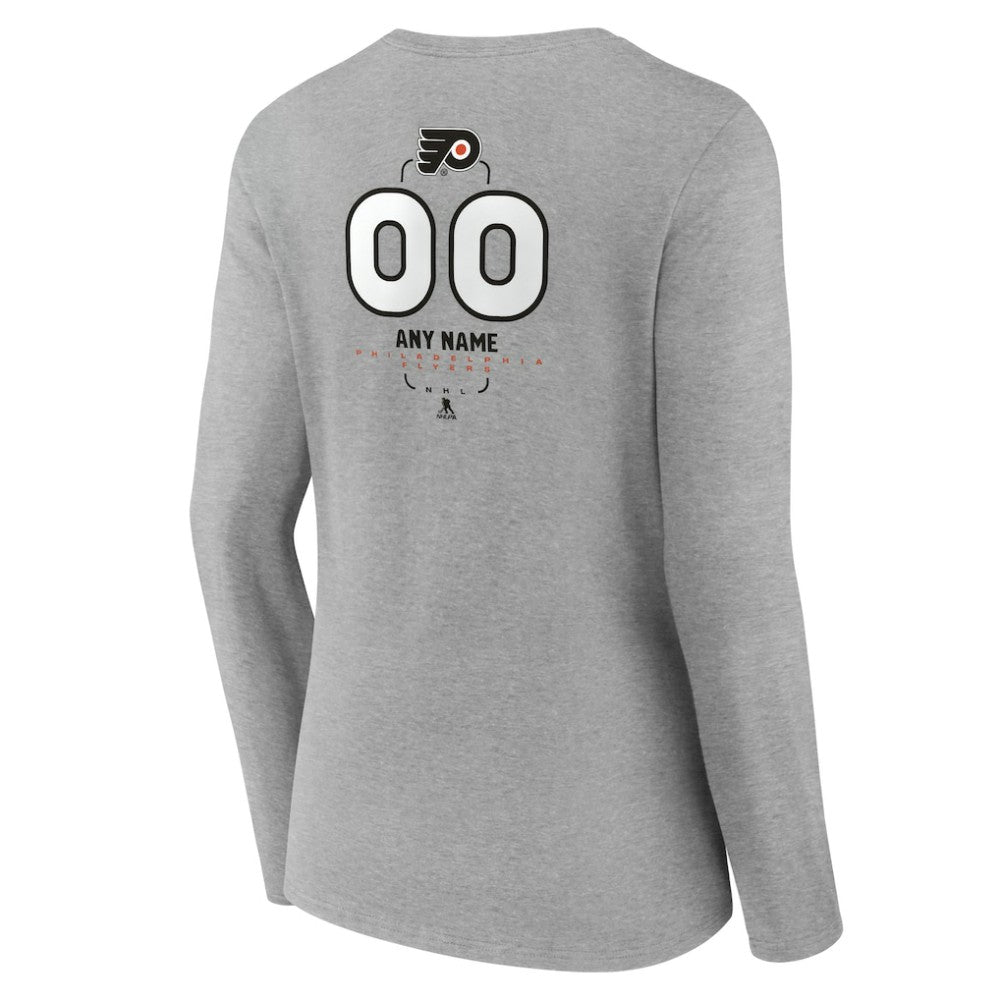 Philadelphia Flyers Women's Personalized Name & Number Midfielder Long Sleeve V-Neck T-Shirt - Gray | NHL sale