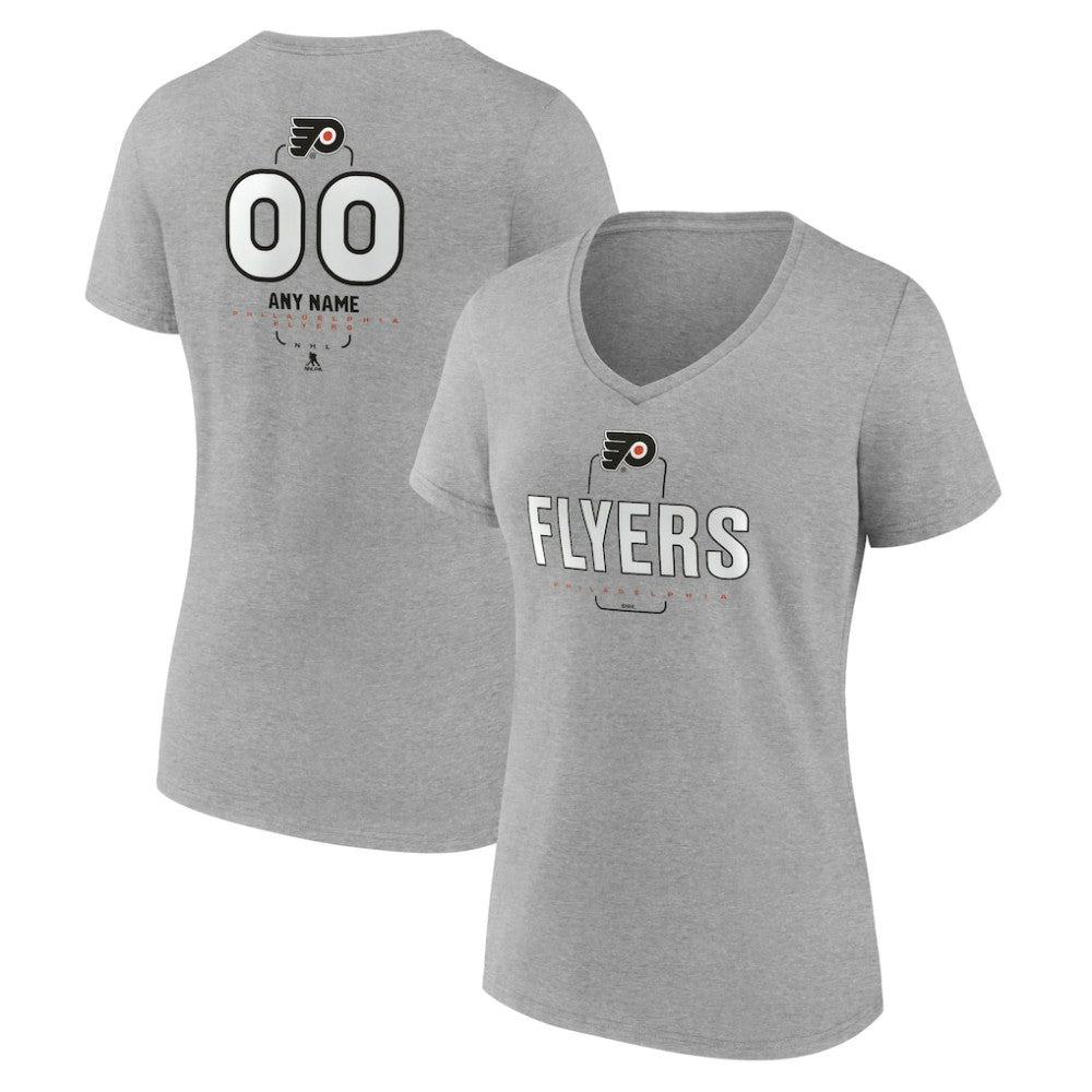 Philadelphia Flyers Women's Personalized Name & Number Midfielder V-Neck T-Shirt - Gray | NHL online