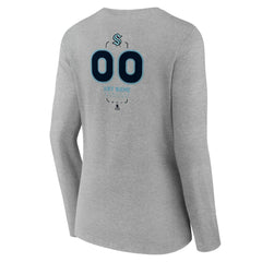 Seattle Kraken Women's Personalized Name & Number Midfielder Long Sleeve V-Neck T-Shirt - Gray | NHL near me