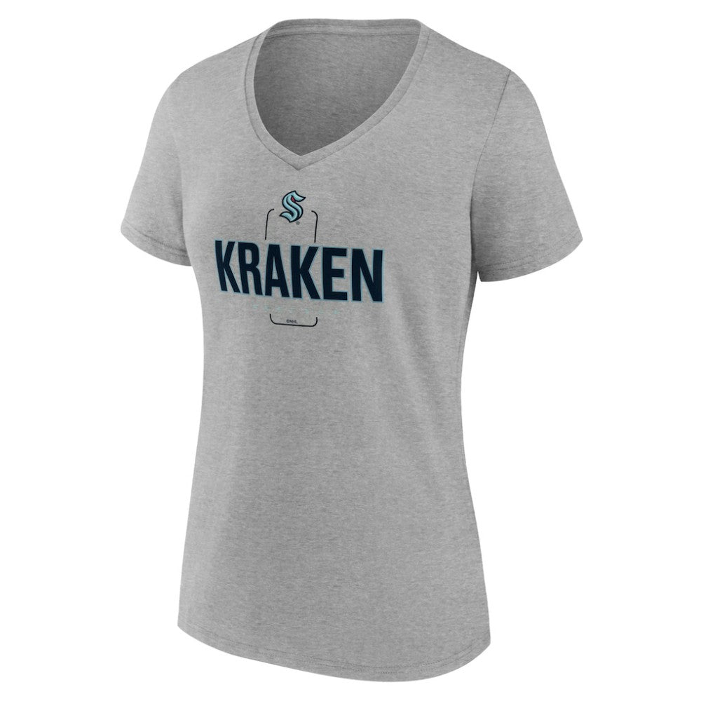 Seattle Kraken Women's Personalized Name & Number Midfielder V-Neck T-Shirt - Gray | NHL Lifestyle