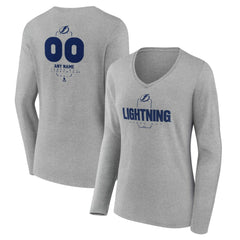 Tampa Bay Lightning Women's Personalized Name & Number Midfielder Long Sleeve V-Neck T-Shirt - Gray | NHL online
