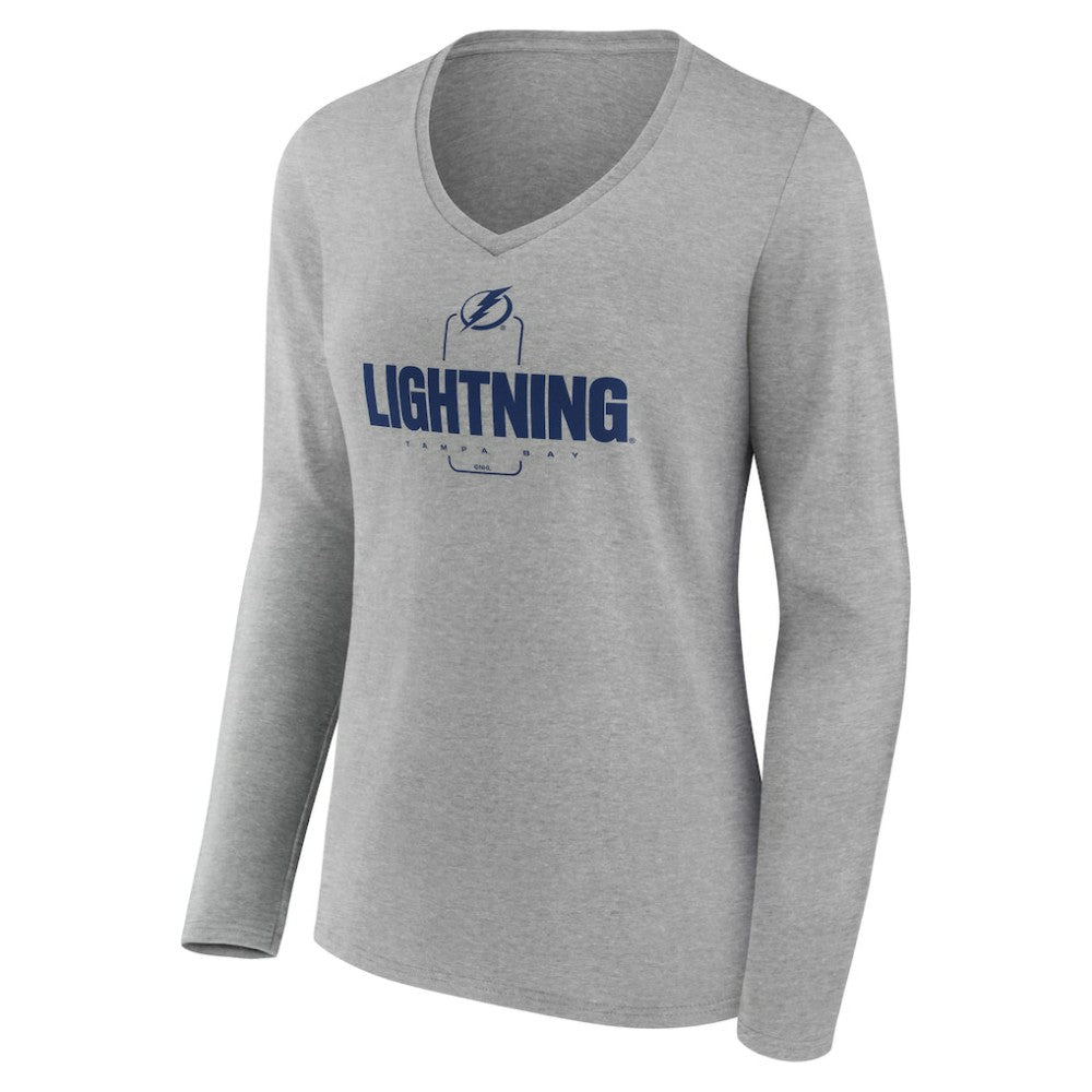 Tampa Bay Lightning Women's Personalized Name & Number Midfielder Long Sleeve V-Neck T-Shirt - Gray | NHL online