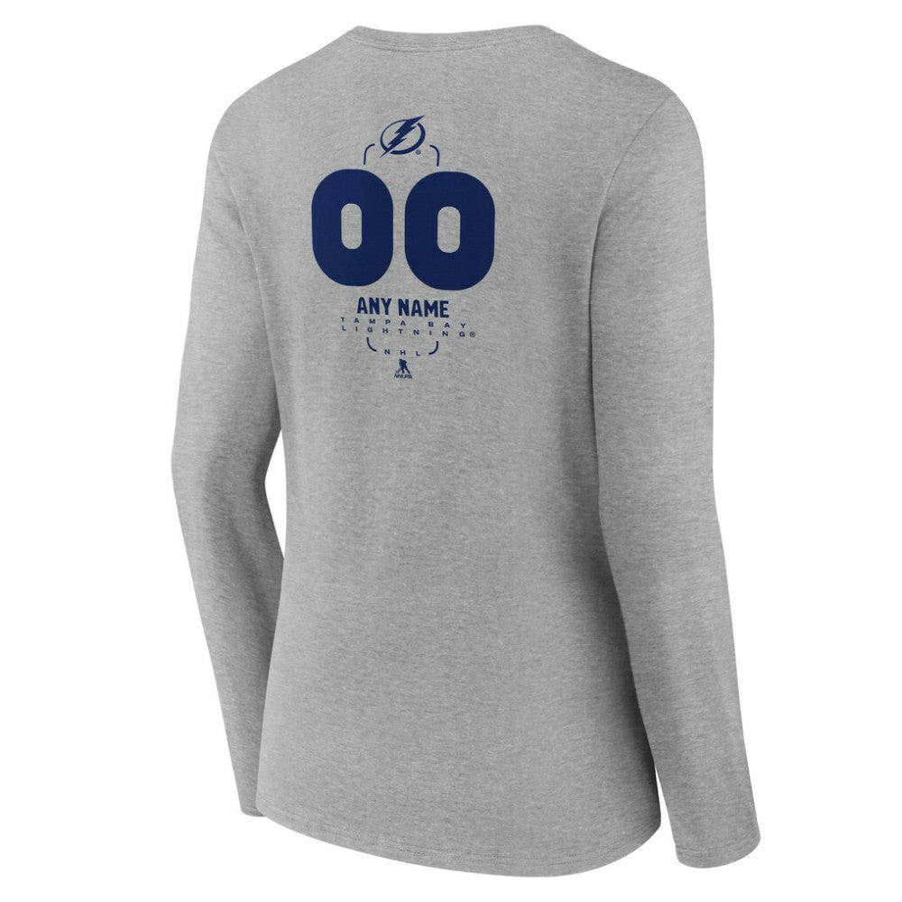 Tampa Bay Lightning Women's Personalized Name & Number Midfielder Long Sleeve V-Neck T-Shirt - Gray | NHL online