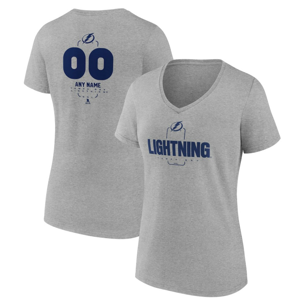 Tampa Bay Lightning Women's Personalized Name & Number Midfielder V-Neck T-Shirt - Gray | NHL Clearance
