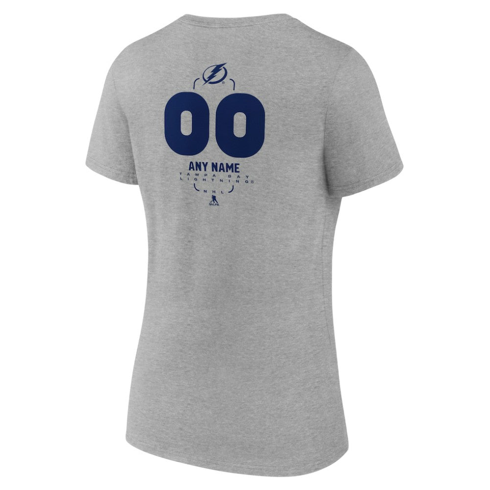 Tampa Bay Lightning Women's Personalized Name & Number Midfielder V-Neck T-Shirt - Gray | NHL Clearance