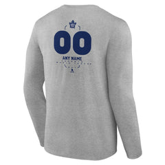Toronto Maple Leafs Personalized Name & Number Midfielder Long Sleeve T-Shirt - Gray | NHL Clearance