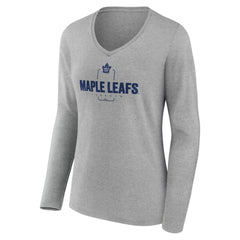 Toronto Maple Leafs Women's Personalized Name & Number Midfielder Long Sleeve V-Neck T-Shirt - Gray | NHL near me
