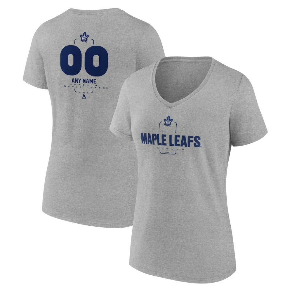 Toronto Maple Leafs Women's Personalized Name & Number Midfielder V-Neck T-Shirt - Gray | NHL near me