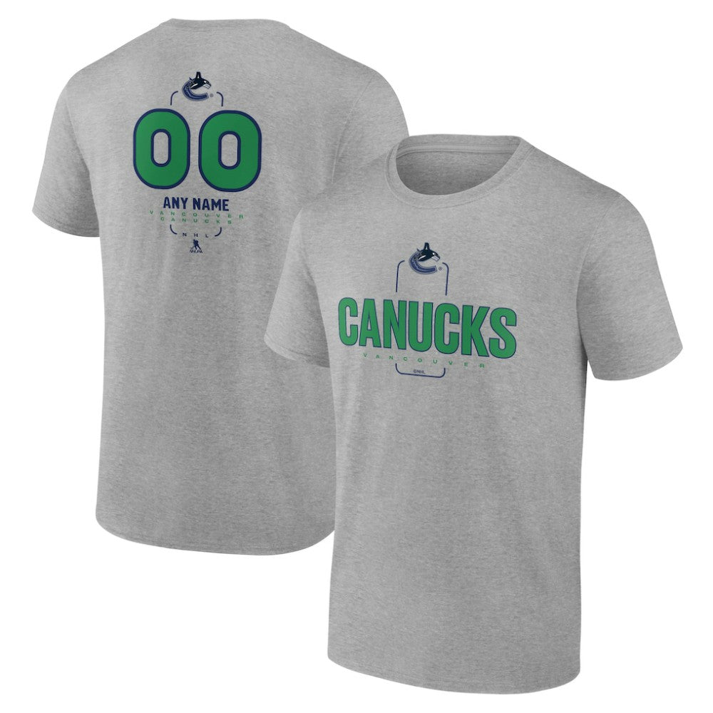 Vancouver Canucks Personalized Name & Number Midfielder T-Shirt - Gray | NHL Lifestyle