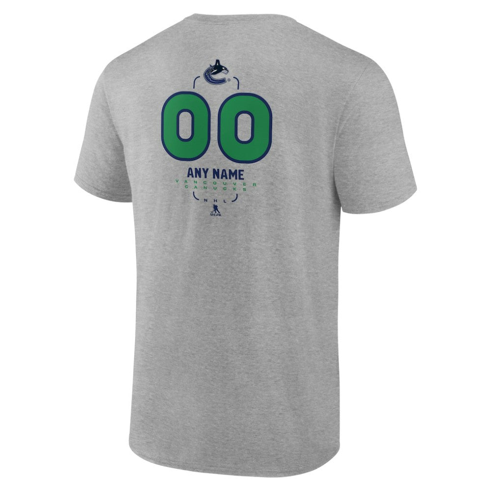 Vancouver Canucks Personalized Name & Number Midfielder T-Shirt - Gray | NHL Lifestyle