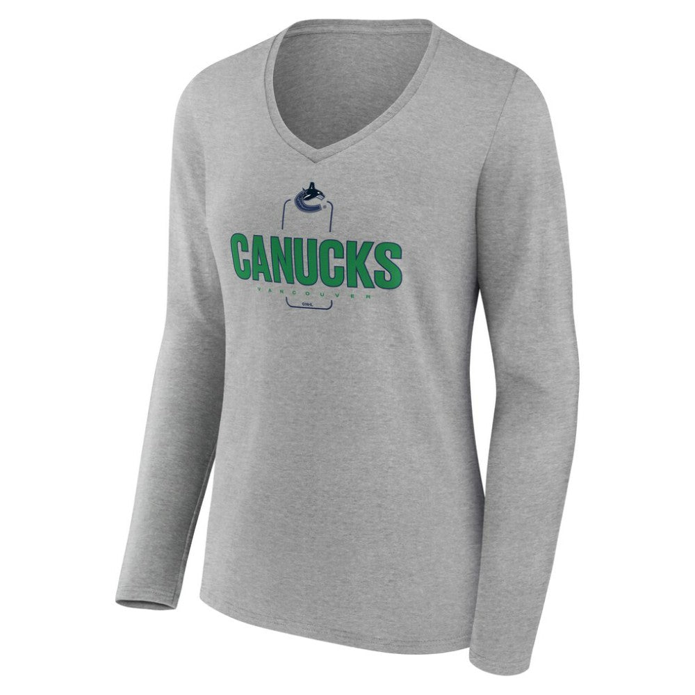 Vancouver Canucks Women's Personalized Name & Number Midfielder Long Sleeve V-Neck T-Shirt - Gray | NHL discount