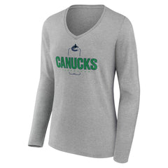 Vancouver Canucks Women's Personalized Name & Number Midfielder Long Sleeve V-Neck T-Shirt - Gray | NHL discount