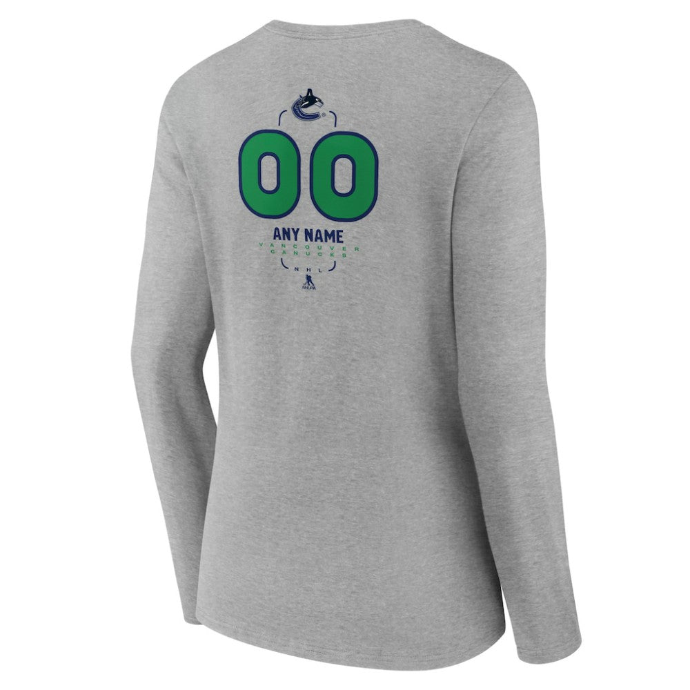 Vancouver Canucks Women's Personalized Name & Number Midfielder Long Sleeve V-Neck T-Shirt - Gray | NHL discount