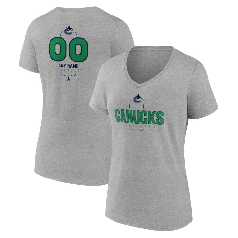 Vancouver Canucks Women's Personalized Name & Number Midfielder V-Neck T-Shirt - Gray | NHL on sale