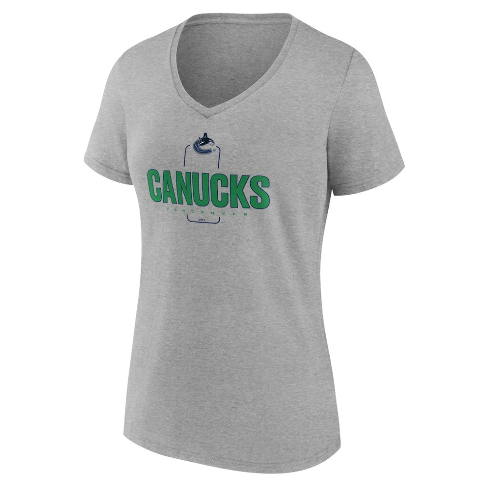 Vancouver Canucks Women's Personalized Name & Number Midfielder V-Neck T-Shirt - Gray | NHL on sale