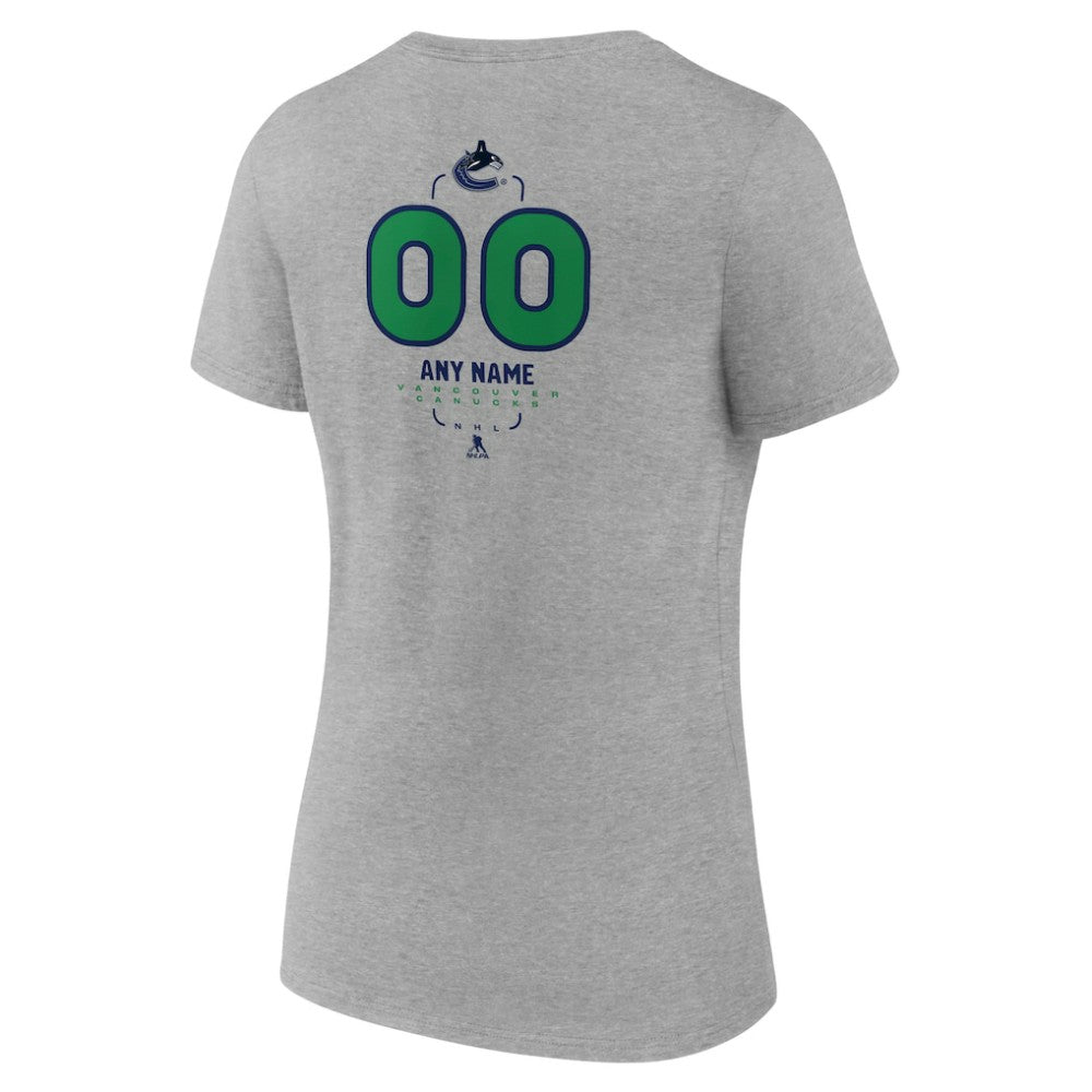 Vancouver Canucks Women's Personalized Name & Number Midfielder V-Neck T-Shirt - Gray | NHL on sale