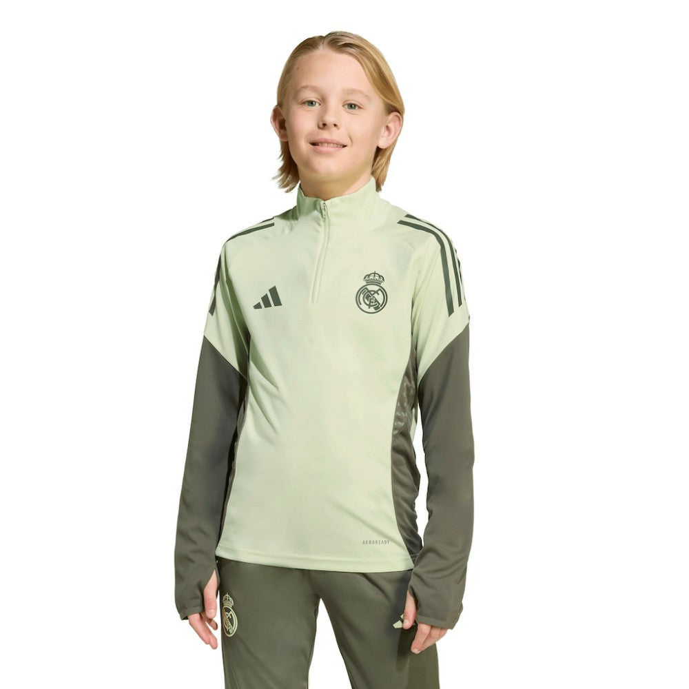 Adidas - Real Madrid Youth 2025/26 Training AEROREADY Quarter-Zip Pullover - Green