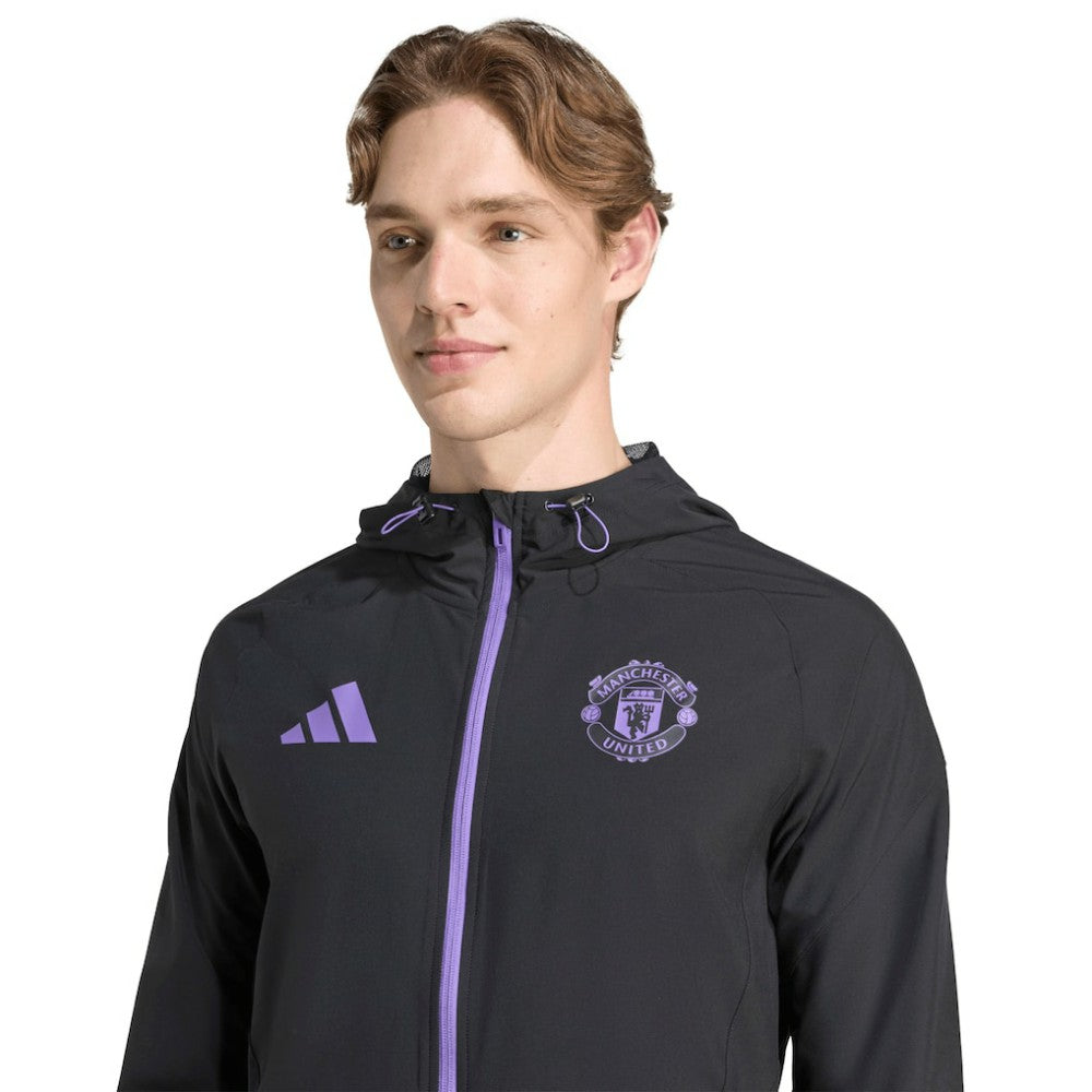 Adidas - Manchester United 2025/26 Tiro Vis Tech Travel Jacket - Black