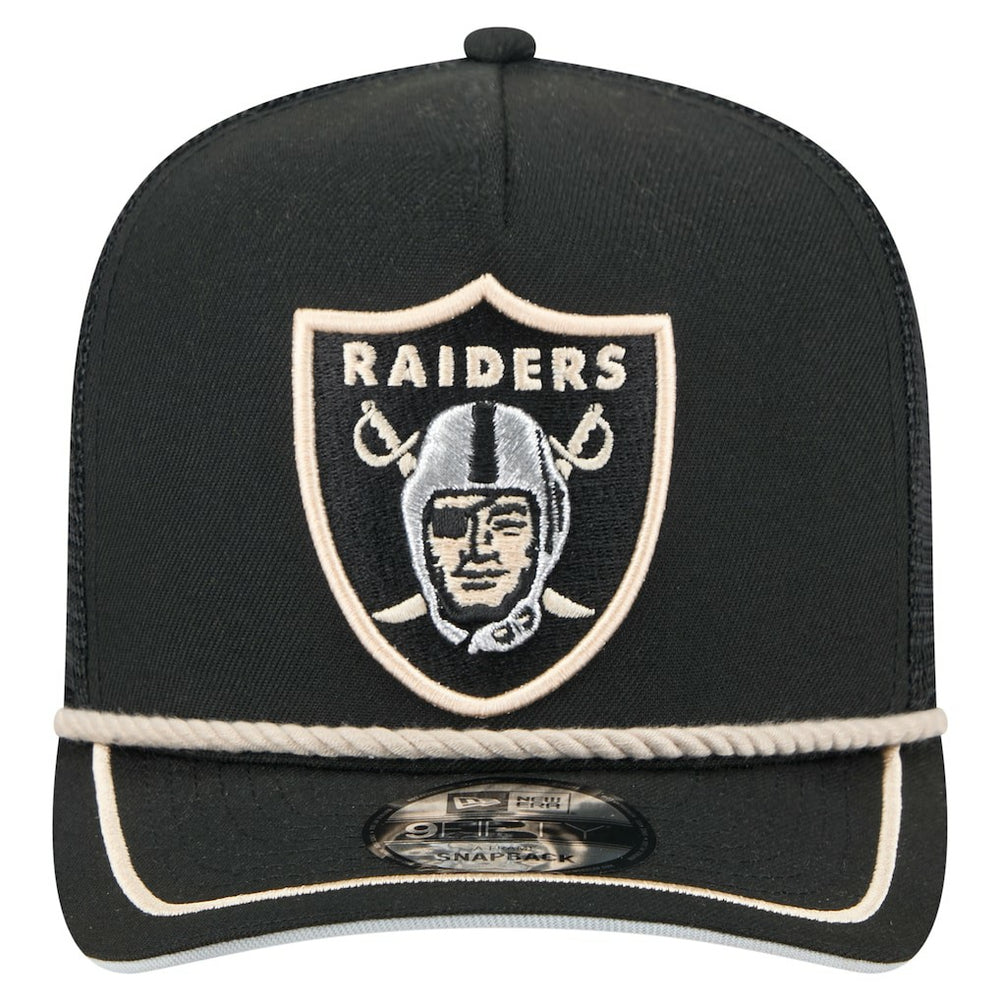Las Vegas Raiders New Era Vintage Team Rope A-Frame Trucker 9FIFTY Snapback Hat - Black - NFL