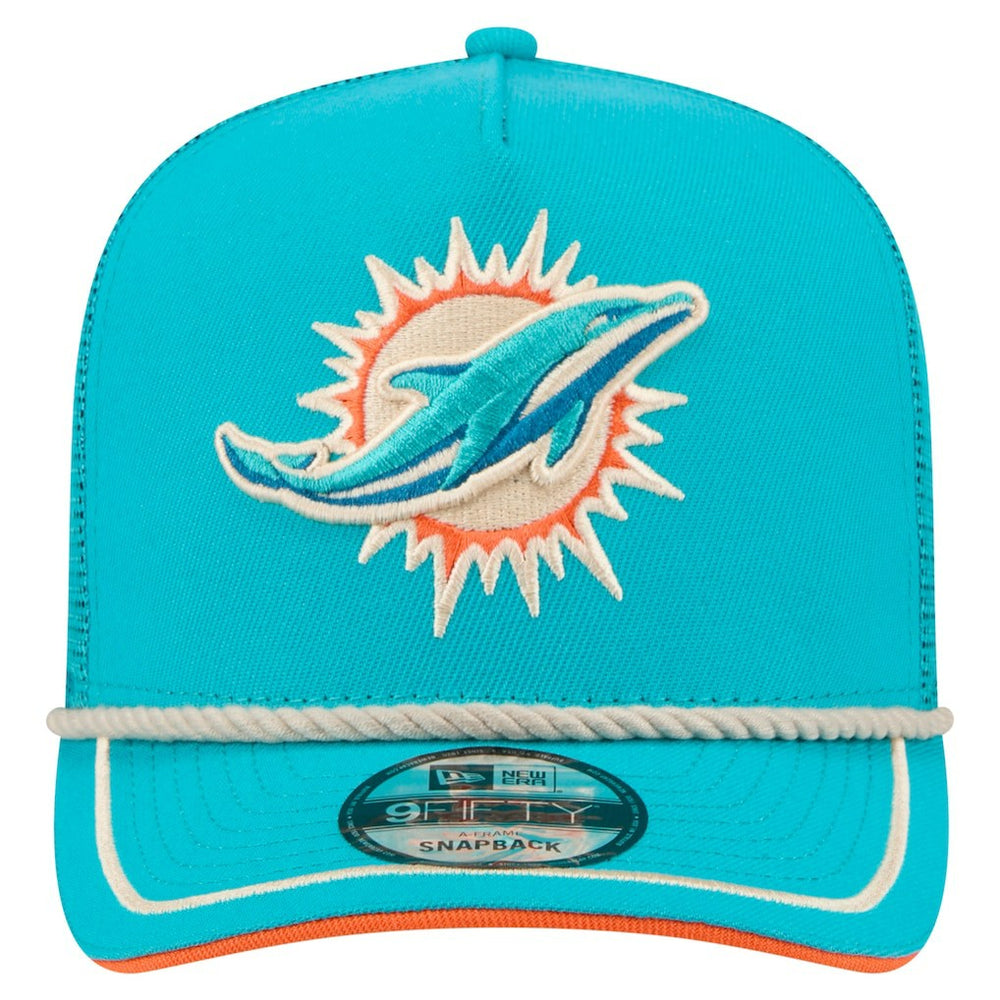 Miami Dolphins New Era Vintage Team Rope A-Frame Trucker 9FIFTY Snapback Hat - Aqua - NFL