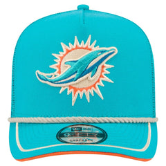 Miami Dolphins New Era Vintage Team Rope A-Frame Trucker 9FIFTY Snapback Hat - Aqua - NFL