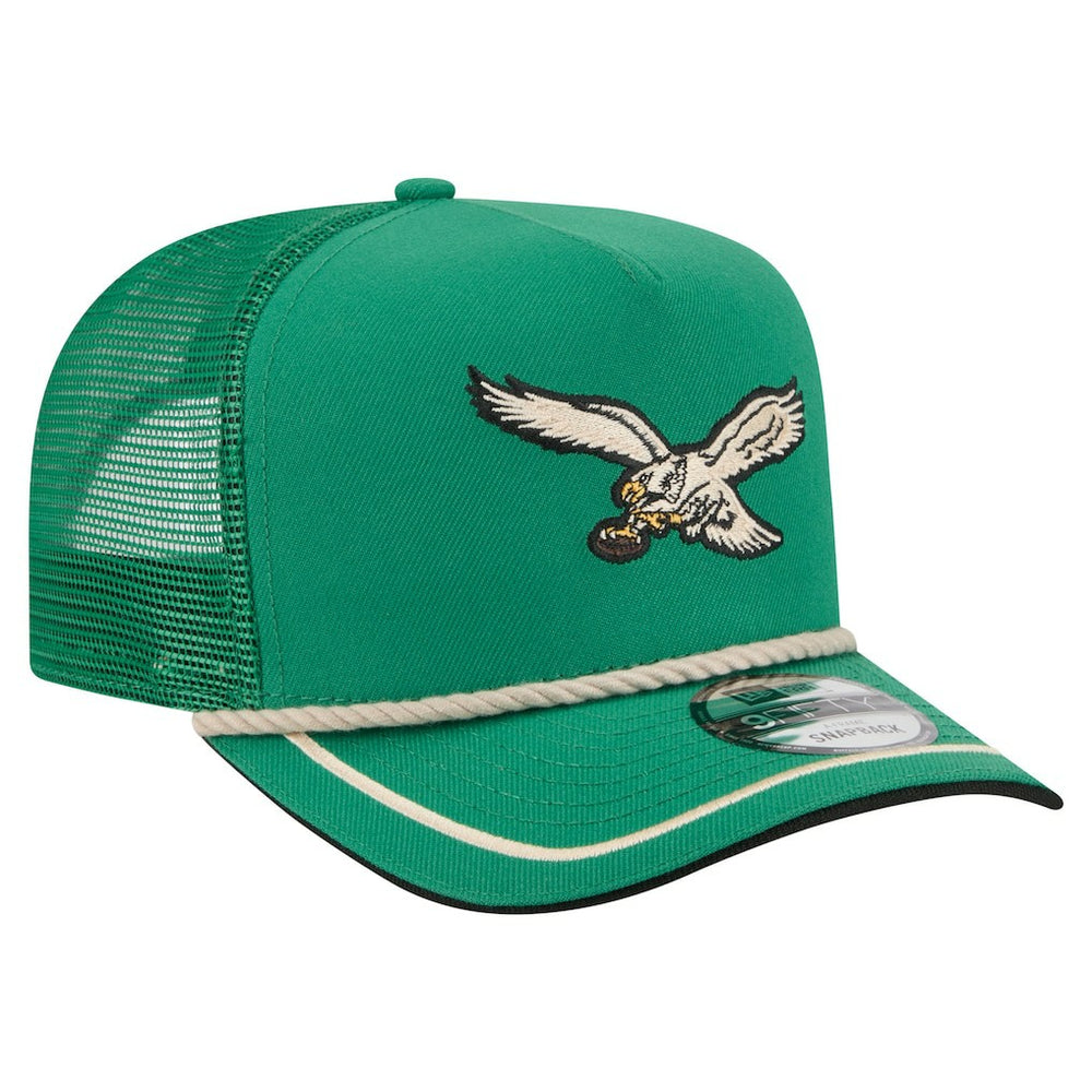 Philadelphia Eagles New Era Vintage Team Rope A-Frame Trucker 9FIFTY Snapback Hat - Kelly Green - NFL