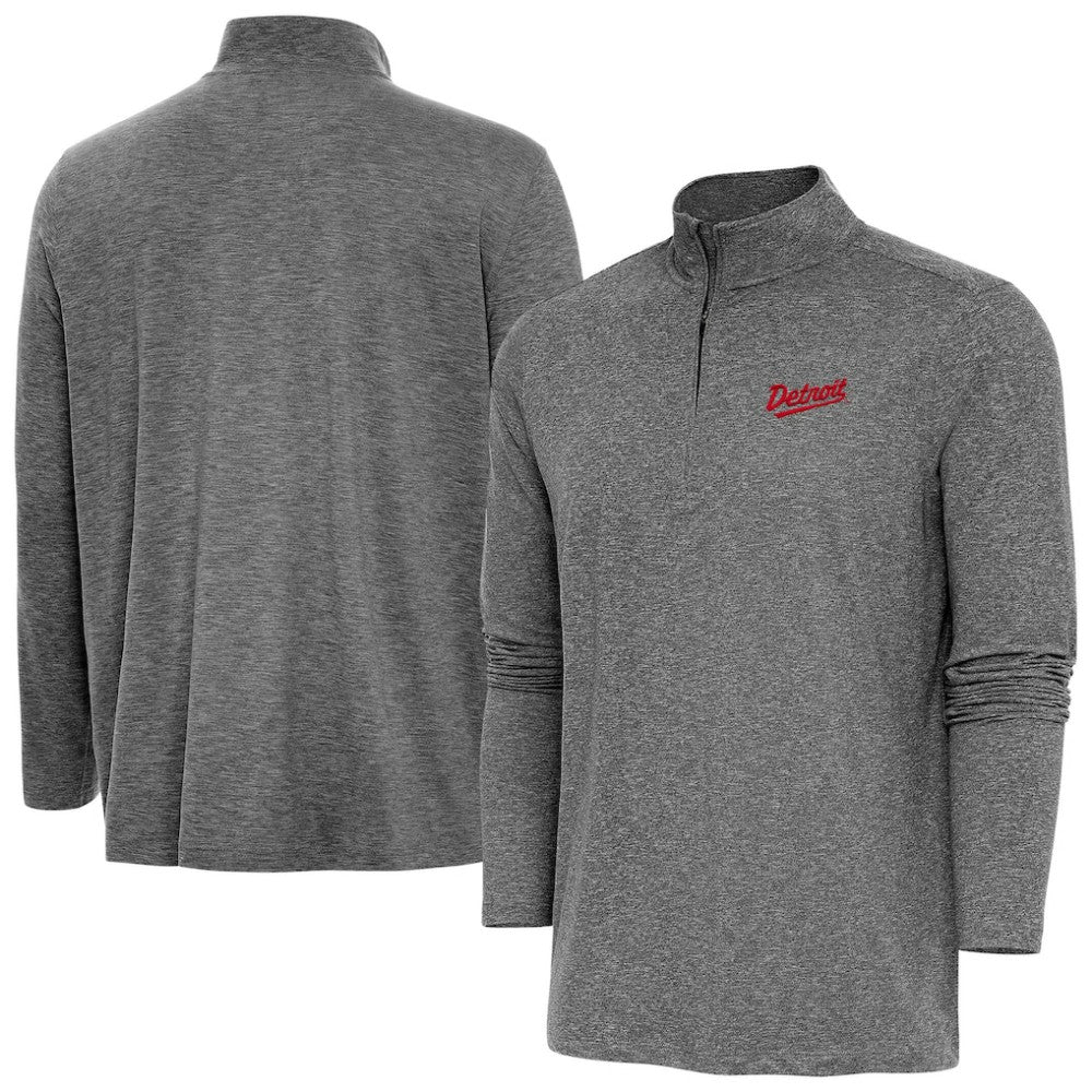 Detroit Red Wings Antigua 2025 NHL Stadium Series Hunk Quarter-Zip Jacket - Heather Black | NHL Clearance