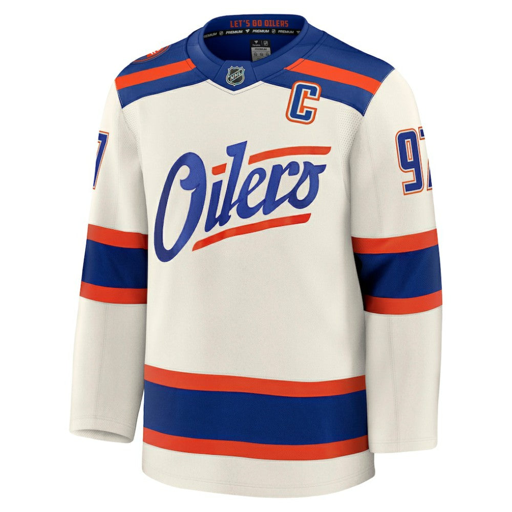 Connor McDavid Edmonton Oilers Fanatics Alternate Premium Jersey - Light Beige | Fanatics Clearance