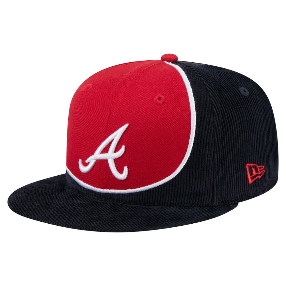Atlanta Braves New Era Retro Split Corduroy Snapback Hat Discount