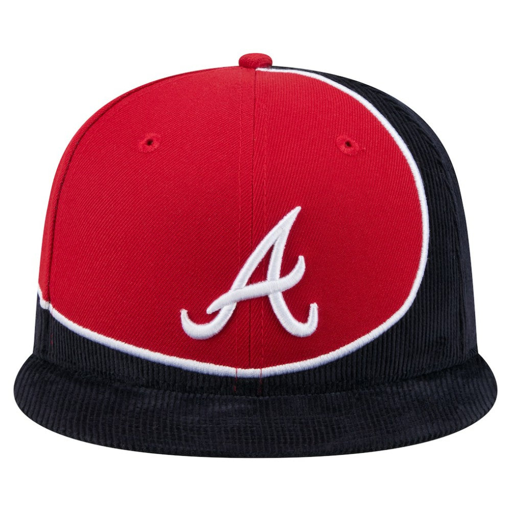 Atlanta Braves New Era Retro Split Corduroy Snapback Hat Discount