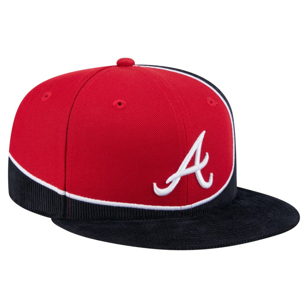 Atlanta Braves New Era Retro Split Corduroy Snapback Hat Discount