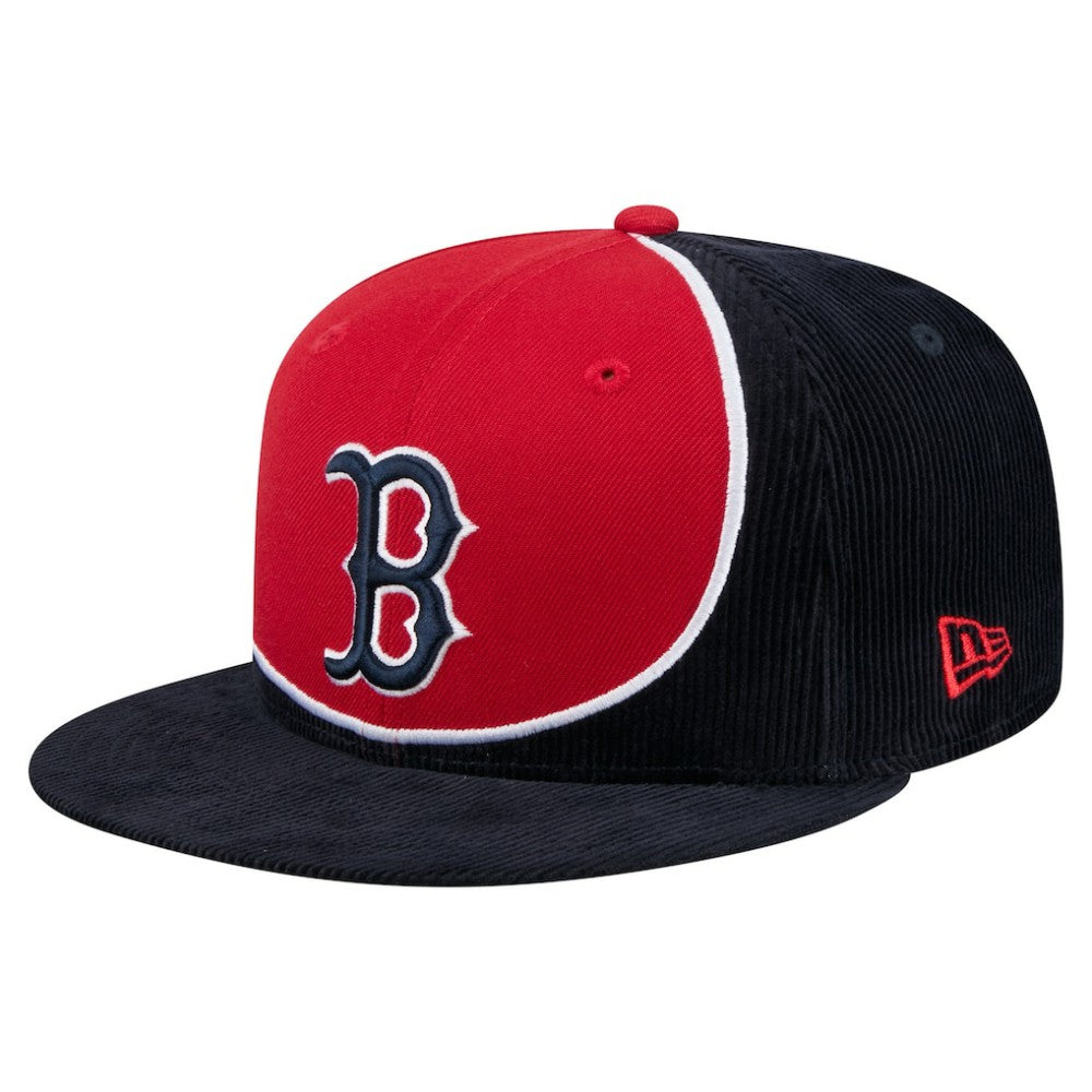 Boston Red Sox New Era Retro Split Corduroy Snapback Hat Outlet