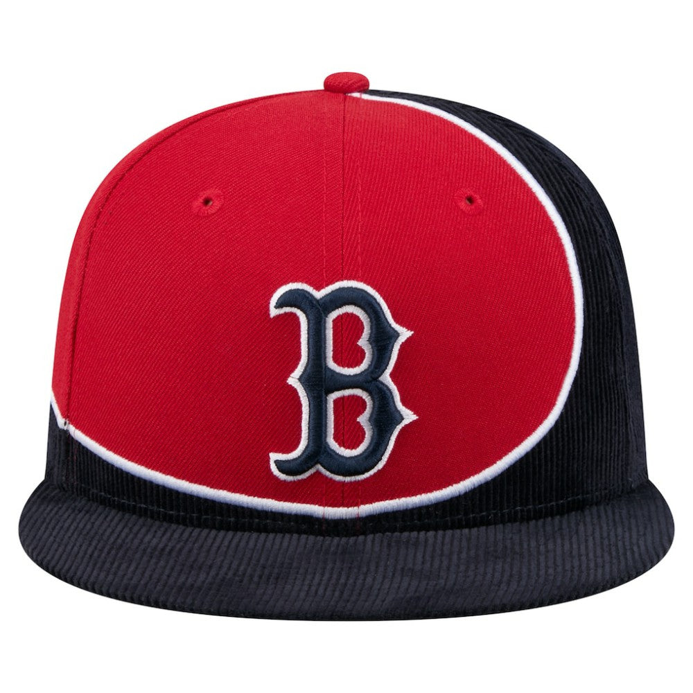 Boston Red Sox New Era Retro Split Corduroy Snapback Hat Outlet