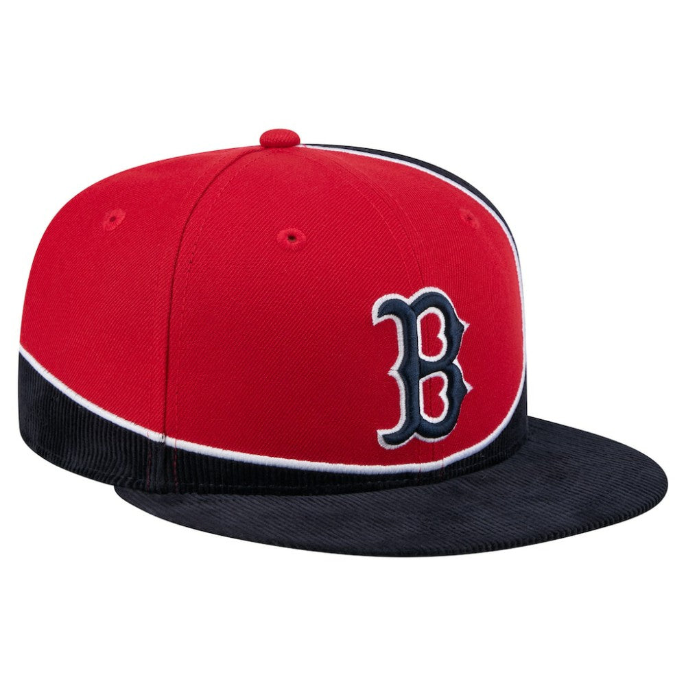 Boston Red Sox New Era Retro Split Corduroy Snapback Hat Outlet