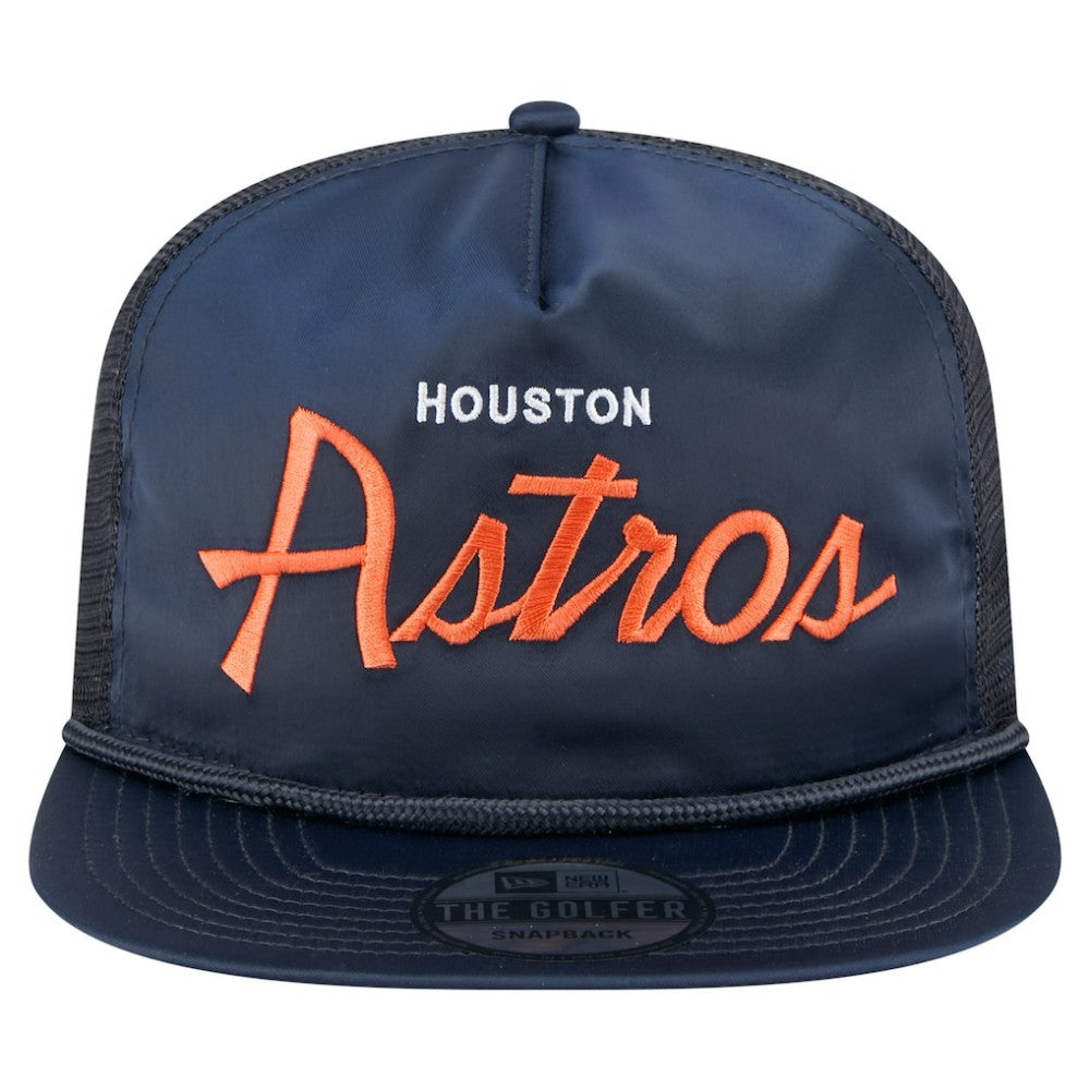Houston Astros New Era Retro Satin Script Golfer Adjustable Hat Online