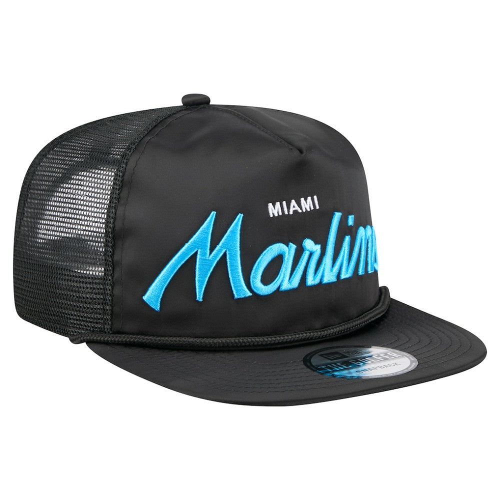 Miami Marlins New Era Retro Satin Script Golfer Adjustable Hat for sale