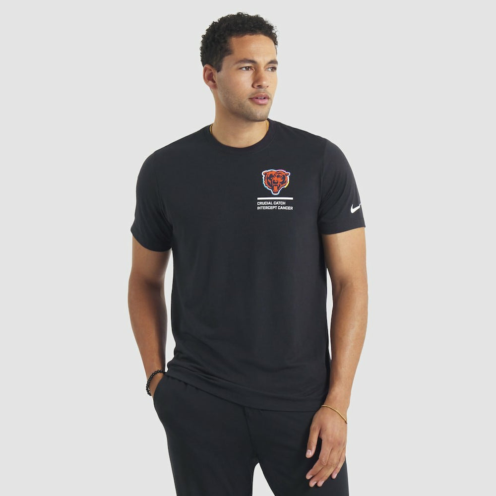 Chicago Bears Tall 2025 NFL Crucial Catch Tri-Blend Dri-FIT T-Shirt - Black - Nike