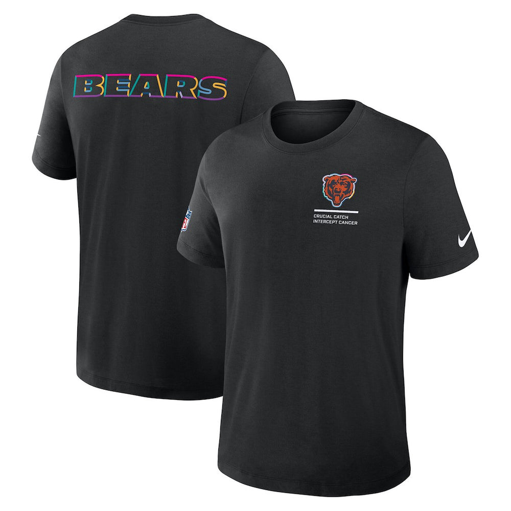 Chicago Bears Tall 2025 NFL Crucial Catch Tri-Blend Dri-FIT T-Shirt - Black - Nike