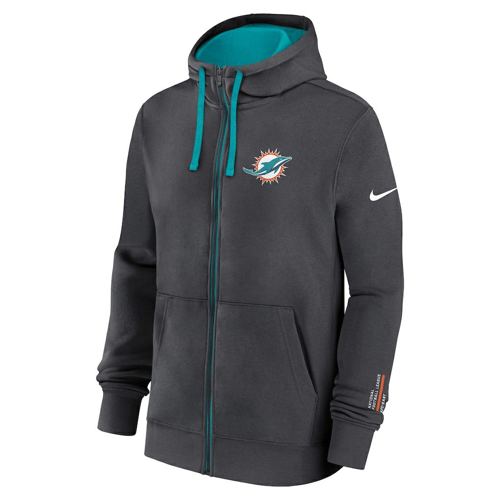 Miami Dolphins Primetime Club Full-Zip Hoodie - Anthracite - Nike